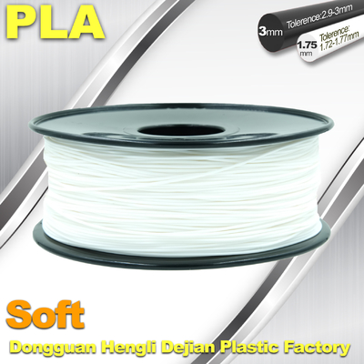 柔らかいPLA 3Dプリンター フィラメント。、1.75/3.0mm、白い色